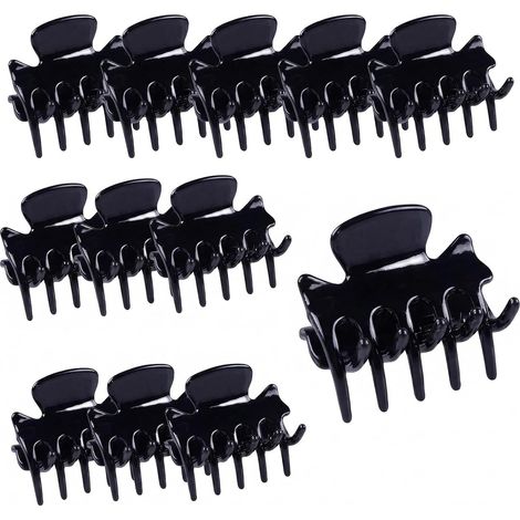 12pcs Pinces à Cheveux, Petits Clips Antidérapantes, Pinces Crabe, Mini Pinces Claw Accessoires de Cheveux, Pince Griffe Barettes Cheveux, petites pinces à cheveux pour femmes et filles, noir (1/5)