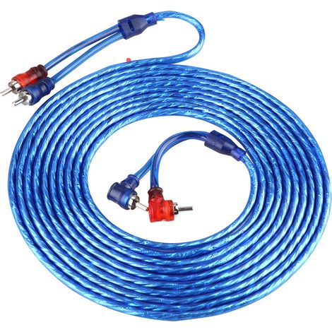 Meter langes, transparentes, blaues RCA-Auto-Audiokabel, ultra-flexibel, Stereo-Verbindungskabel für Autos (1/5)