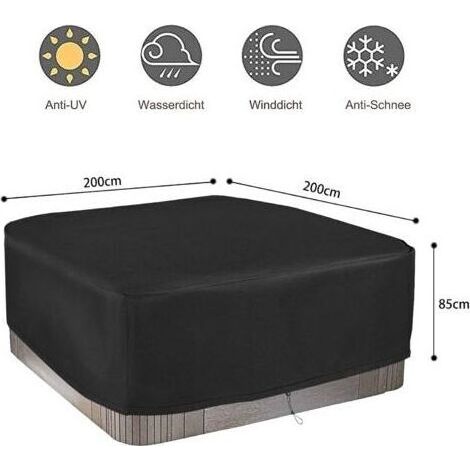 Housse de Protection pour Bain à Remous de Jardin, Imperméable Anti-poussière Anti-UV,pour Extérieur Spa Baignoire (200x200x85cm) (1/5)