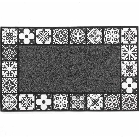 Tapis d'Entrée Déco "Carociment" 45x75cm Gris (1/4)