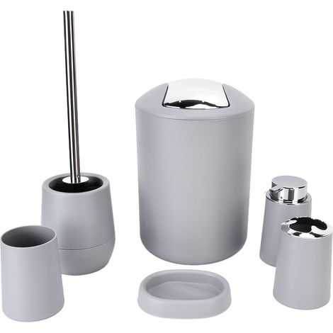 Badezimmer-Accessoire-Set, Hotel-Utensilienhalter, 6-teiliges Seifenschalen-Set (Grau) (1/5)