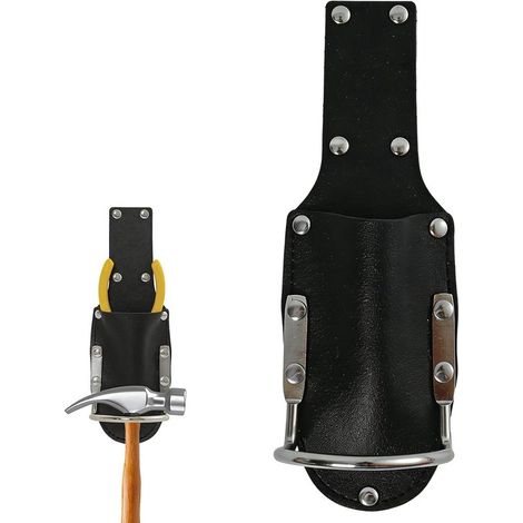 Cinturón portamartillos - Bolsa de herramientas - Trabajos de techador - Acero inoxidable y nailon - 20 x 7 x 2,8 cm - Negro (1/5)