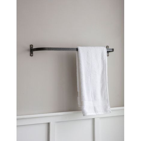 Farringdon Bathroom Large Metal Towel Rail Bar Holder Grey Steel Industrial (1/4)