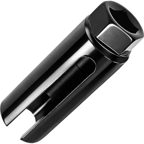 Douille pour capteur d'oxygène 22 mm 1/2" avec découpe de fil latérale – Outil de retrait du capteur O2 décalé pour voiture et moto, protège le faisceau de câblage, douille hexagonale universelle 7/8 (1/5)