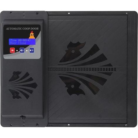 – Automatische elektrische Hühnerstalltür mit Zeitschaltuhr – LED-Anzeige – Einklemmschutz – Robustes schwarzes Kunststoff (1/5)