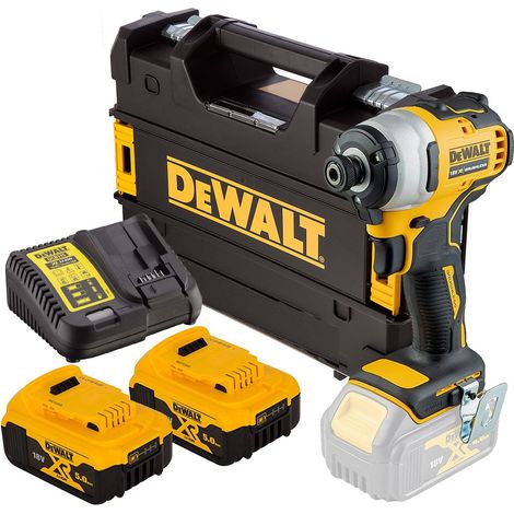 Dewalt DCF809P2 18v XR Brushless Impact Driver - 2x5.0ah Batteries Charger Tstak (1/4)