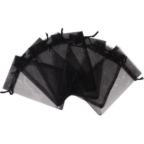 100PCS Black 9X12Cm Wedding Favors with Drawstring for Makeup, Candy, Baby Shower (1/5)