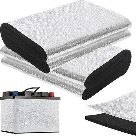 Kit d'Isolation de Batterie 18cm x 1m, Couverture Isolante Thermique, Film Isolation Thermique en Aluminium Ignifuge, Protection Thermique Voiture Autocollant pour Voiture, Camion, Camping-Car