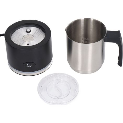 Mousseur à Lait Électrique Silencieux, Automatique pour Café et Chocolat Chaud, Design Détachable, Prise UE 220‑240V, Noir