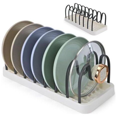 Drawer Organizer for Pots and Pans, Adjustable Pot Lid Holder, Universal Pot Lid Organizer, Save Space in Cupboards, Black. (1/4)