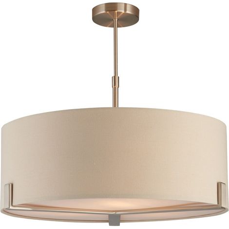 Suspension à bras multiples, plaque nickel satiné, tissu gris ardoise (1/5)