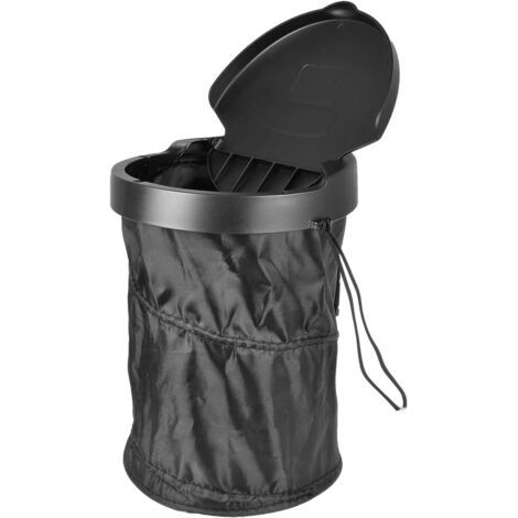 QORVA-Poubelle de Voiture Pliable Portable, Tissu Étanche avec Compression et Couvercle pour Bureau, Maison et Voiture (1/5)