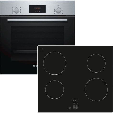 HERDSET BOSCH Backofen mit Induktionskochfeld - autark 60 cm Teleskopauszug 3D-Heißluft