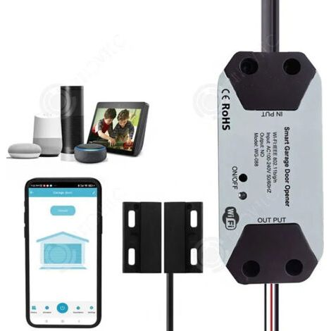 FENOPLASTICAContrôleur de porte de garage connecté wifi compatible alexa google home alimentation 100-240v application smartphone