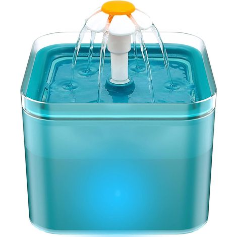 fontaine Eau Pour Chat, Fontaine Eau Pour Chat Ultra Silencieuse, Fontaine Eau Avec Lumire Led, 2 Litres, Multi-filtration, Fournit De L'eau Du (1/5)