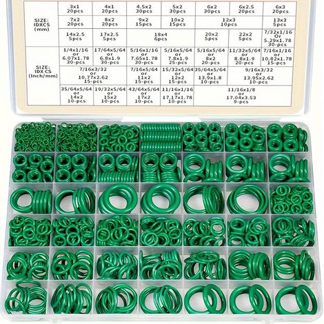 Kit de Réparation d'Urgence pour Climatisation Automobile 595PCSO, Boîte de Joints Toriques Verts