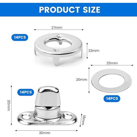 Sätz Lot de 14 bouchons rotatifs pour serrures à bouton rotatif ovales de qualité marine 30 mm Fermeture à bouton rotatif Œillet et boulon pour fermetures en toile Boutons rotatifs faciles (1/5)