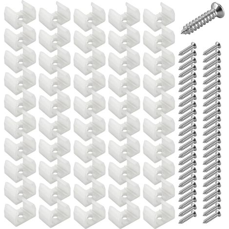 50 Pièces Fixation Ruban Led, Led Néon Montage Clips Support Montage, Support Led Pour Bandes, Inclure 50 Vis Pour 12mm À 14mm Led Néon Bande Lumineuse, Translucide, Blanc (1/5)