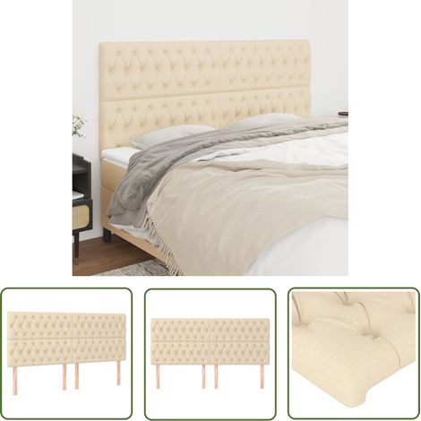 Maison Exclusive - Kopfteil Creme 200 x 7 x 118/128 cm Stoff (1/5)
