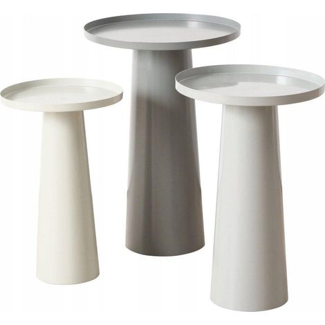 Boltze JACKY set di 3 tavolini bassi grigio metallo