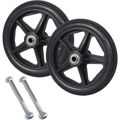 Set mit 2 Vollgummi-Ersatzrädern für Rollstühle, Vorderräder, 15 cm Vollgummi-Ersatzräder - Crezuo