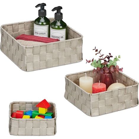 Set di 3 cestini portaoggetti grigi (1/5)