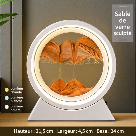 Lampe de chevet veilleuse à tableau de sable mouvant 3D 10 pouces cadre blanc sable orange rechargeable 10 rechargeable réf 6288 26 × 7 × 28 cm 850 g – Livraison gratuite