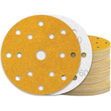 Schleifpapier 150mm Klett 15 Loch-Gelb 60 St&xFCck K&xF6rnung 60 (1/5)