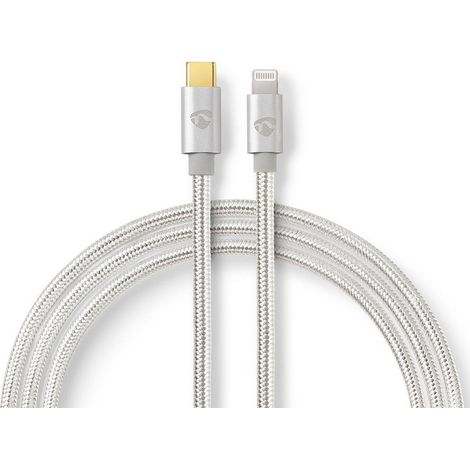 Cable relampago usb 20 apple lightning 8 pines usb c macho 480mbps chapado en oro 200 metros redondo trenzado nailon aluminio caja con ventana cubierta