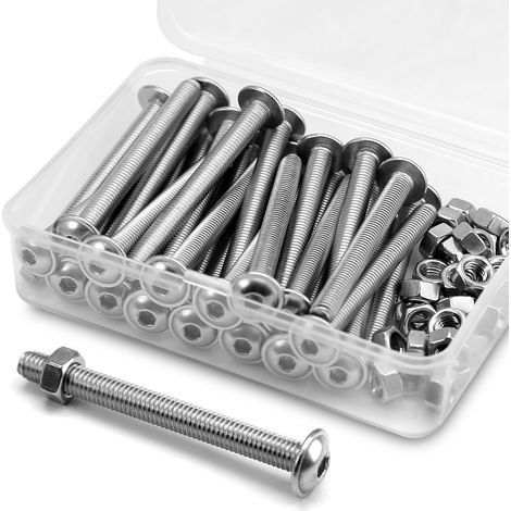 (30 Ensembles) Vis à Six Pans Creux M5 x 50mm Avec Bride et écrous Jeu de Vis à Tête Cylindrique d'Acier Inoxydable 304 (1/5)