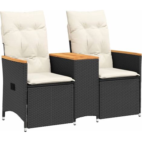 Maison Exclusive - Gartensofa 2-Sitzer Verstellbar mit Tisch Schw