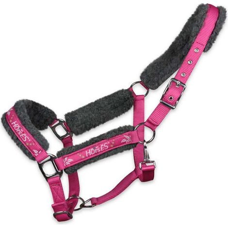 Cob, Rosa: Cavezza per cavallo rivestito in pelo morbido e triplo nylon modello Joy