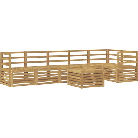 Outdoor Sofa Set 7 pcs White Solid Acacia Wood vidaXL (1/5)