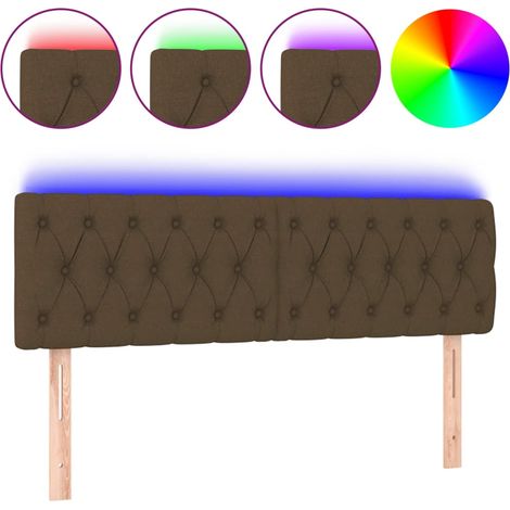 Maison Exclusive - Testiera a LED Marrone Scuro 160x7x78/88 cm in Tessuto (1/5)