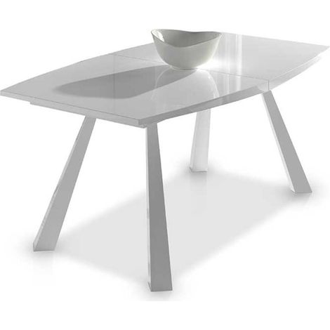 Mesa extensible acabado en blanco brillo Astrid, 180/230 x 95 x 76,5 cm (largo x ancho x alto) (1/4)