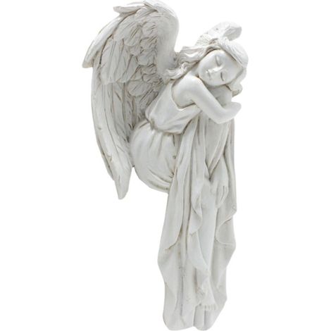 Statue Ange - Sculpture Murale En Résine Blanc 7,8 x 3,8 x 16 cm - Décoration Cadre De Porte Ou Fenêtre - 1 Pièce (1/5)