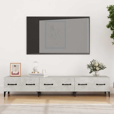 812649 vidaXL TV Cabinet Concrete Grey 150x34,5x30 cm Engineered Wood (1/5)