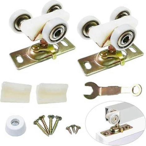 Lot de 2 roulettes de suspension supérieures pour porte coulissante à galandage, compatibles avec les références 1125 et 1500. (1/4)