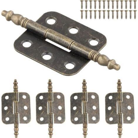 4pcs Cupboard Door Hinge, Hinge, Antique Metal Hinges, Flat Hinge, Small Hinge, Furniture Hinge, 70 x 35 mm, Applicable to Furniture, Hardware, Cupboard, Door, Drawer (1/5)
