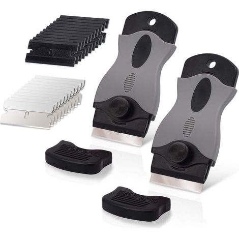 10pcs Ceramic Hob Scraper with 10 Plastic Scrapers + 10 Metal Blades, Ceramic Hob Scraper for Removing Labels, Black