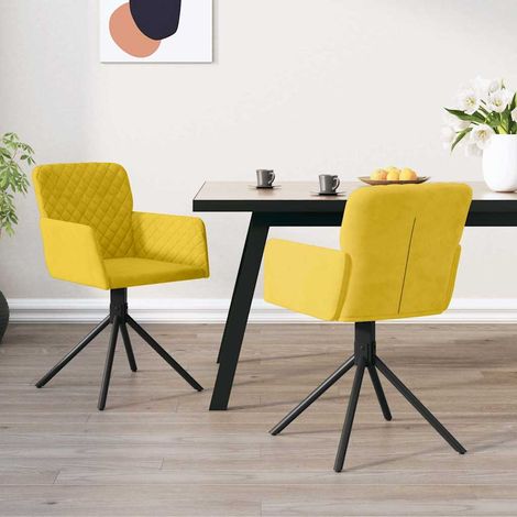 vidaXL Chaises pivotantes à manger lot de 2 Jaune Velours (1/5)