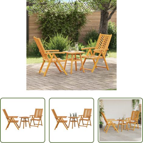 vidaXL Table d'appoint jardin - Ensemble de salle à manger pour jardin 3 pcs Marron (1/5)