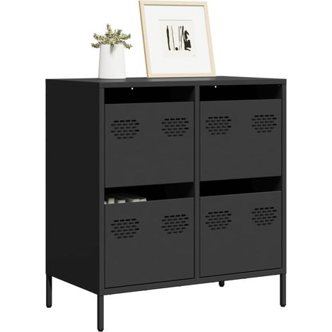 vidaXL Sideboard Schwarz 68x39x73,5 cm Kaltgewalzter Stahl (1/5)