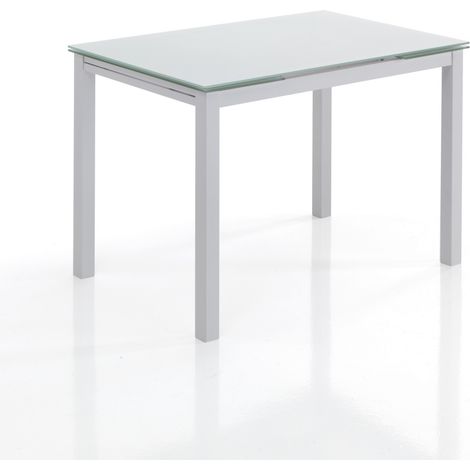 Mesa extensible de cristal templado blanco cm. Al.76 x L.110 x P.70 (1/6)