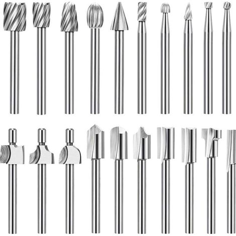 Gravure sur carbure Ensemble de bit de forage - 10pcs Rotary Tools Bricolage de bois gravure de forage (1/4)