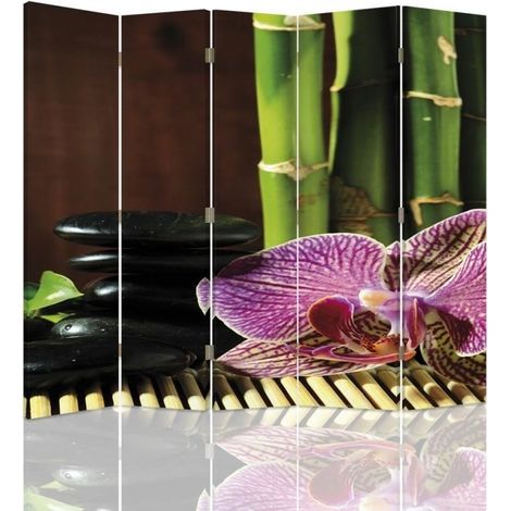 Paravento bilaterale, Zen con orchidea rosa - 180x170 (1/5)