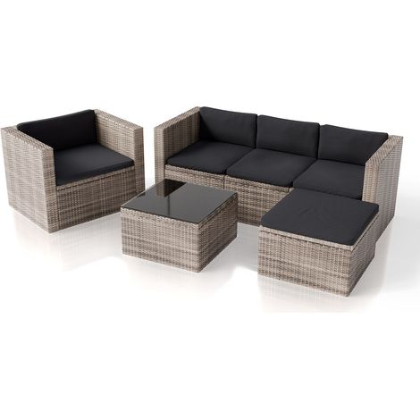 Salotto in polyrattan Punta Cana Grigio - screziato , Grigio L Set di sedute per esterni fino a 4 persone materiale resistente (1/2)