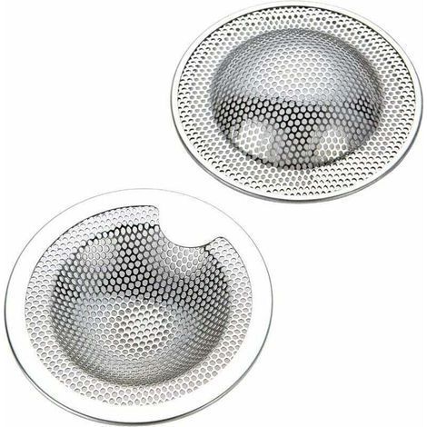 Lot de 2 petites crépines d'évier en acier inoxydable (petites) (S) - Idéales pour évier de cuisine, lavabo, douche, baignoire (1/4)