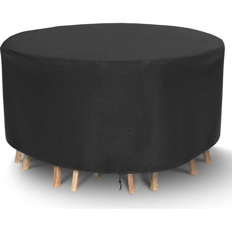 Housse Table de Jardin Ronde Bâche Salon de Jardin Ronde Housse Protection Salon de Jardin Imperméable Bache Table de Jardin Anti-UV 210D Oxford Housse Table Exterieur 12075cm (1/5)