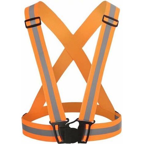 Gilet Réfléchissant, Haute Visibilité Gilet De Sécurité Réfléchissant Réglable Elastique Gilet De Sécurité Harnais, Ajustement Pour Jogging, Vélo, Marche, Moto (1/4)